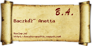 Baczkó Anetta névjegykártya
